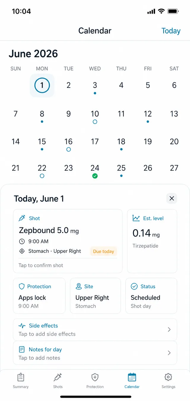 ShotLock calendar